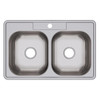 Elkay Dayton Stainless Steel 33" x 21-1/4" x 6-9/16" 1-Hole Equal Double Bowl Drop-in Sink