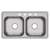 Elkay Dayton Stainless Steel 33" x 19" x 6-7/16" 4-Hole Equal Double Bowl Drop-in Sink