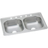 Elkay Dayton Stainless Steel 33" x 19" x 6-7/16" 5-Hole Equal Double Bowl Drop-in Sink