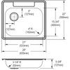 Elkay Dayton Stainless Steel 25" x 22" x 5-3/8" 2-Hole Single Bowl Drop-in Sink with Left Drain