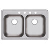 Elkay Dayton Stainless Steel 33" x 21-1/4" x 5-3/8" 4-Hole Equal Double Bowl Drop-in Sink