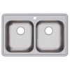 Elkay Dayton Stainless Steel 33" x 21-1/4" x 5-3/8" 1-Hole Equal Double Bowl Drop-in Sink