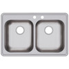 Elkay Dayton Stainless Steel 33" x 21-1/4" x 5-3/8" MR2-Hole Equal Double Bowl Drop-in Sink