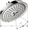 Hansgrohe 28471001 Raindance Classic Showerhead 150 3-Jet, 2.5 GPM in Chrome