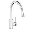 Elkay Avado Round Single Hole Kitchen Faucet with Pull-down Spray and Forward Only Lever Handle Chrome