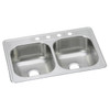 Elkay Dayton Stainless Steel 33" x 22" x 8-1/16", 4-Hole Equal Double Bowl Drop-in Sink