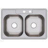 Elkay Dayton Stainless Steel 33" x 22" x 8-1/16", MR2-Hole Equal Double Bowl Drop-in Sink