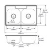 Elkay Dayton Stainless Steel 33" x 21-1/4" x 8-1/16" 3-Hole Equal Double Bowl Drop-in Sink