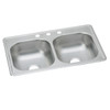 Elkay Dayton Stainless Steel 33" x 19" x 8", 3-Hole Equal Double Bowl Drop-in Sink