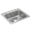 Elkay Dayton Stainless Steel 25" x 22" x 8-3/16", 3-Hole Single Bowl Drop-in Sink