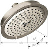 Hansgrohe 28471821 Raindance Classic Showerhead 150 3-Jet, 2.5 GPM in Brushed Nickel