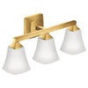 Moen Voss Brushed Gold Three Globe Bath Light