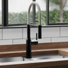 Elkay Avado Single Hole Kitchen Faucet with Semi-professional Spout and Forward Only Lever Handle Matte Black and Chrome