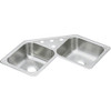Elkay Dayton Stainless Steel 31-7/8" x 31-7/8" x 7" 4-Hole Equal Double Bowl Corner Sink