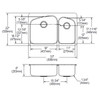 Elkay Dayton Stainless Steel 33" x 22" x 8" 2RHole 60/40 Double Bowl Dual Mount Sink