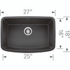 Blanco 442552 Valea 27" Single Undermount: Anthracite