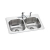 Elkay Dayton Stainless Steel 33" x 22" x 8-1/16" 4-Hole Equal Double Bowl Drop-in Sink and Faucet Kit