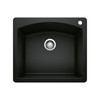 Blanco 442905: Diamond Collection 25" Single Bowl Drop-in or Undermount Kitchen Sink - Coal Black