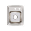 Elkay Lustertone Classic Stainless Steel 13" x 16" x 7-5/8" MR2-Hole Single Bowl Drop-in Sink
