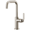 Brizo Litze 61063LF-BLGL Bar Faucet with Angled Spout and Knurled Handle Matte Black/Luxe Gold