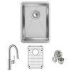 Elkay Crosstown 18 Gauge Stainless Steel 13-1/2" x 18-1/2" x 9" Single Bowl Undermount Bar Sink & Faucet Kit with Bottom Grid & Drain