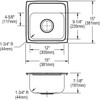 Elkay Lustertone Classic Stainless Steel 15" x 15" x 7-1/8" 1-Hole Single Bowl Drop-in Bar Sink with 3-1/2" Drain