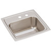 Elkay Lustertone Classic Stainless Steel 15" x 15" x 7-1/8" MR2-Hole Single Bowl Drop-in Bar Sink with 2" Drain