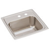 Elkay Lustertone Classic Stainless Steel 15" x 15" x 7-1/8", MR2-Hole Single Bowl Drop-in Bar Sink with 3-1/2" Drain