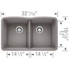 Blanco 440183 Diamond Equal Double Bowl Silgranit II: Metallic Gray Undermount Kitchen Sink