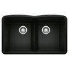 Blanco 442914: Diamond Collection 32" 50/50 Double Bowl Kitchen Sink with Low Divide - Coal Black