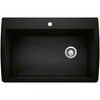 Blanco 442917: Diamond Collection 33.5" Super Single Drop-in or Undermount Mount Kitchen Sink - Coal Black