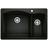 Blanco 442907: Diamond Collection 33" Double Bowl Drop-in or Undermount Kitchen Sink - Coal Black