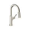 Hansgrohe 04853800 Locarno Prep Kitchen Faucet, 2-Spray Pull-Down, 1.75 GPM in Steel Optic