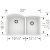 Blanco 440180 Diamond .75 Bowl Silgranit II: White Undermount Kitchen Sink