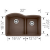 Blanco 441597 Diamond .75 Low Divide Undermount: Cafe Brown