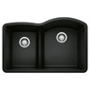 Blanco 442911: Diamond Collection 32" Reverse Double Bowl Kitchen Sink with Low Divide - Coal Black