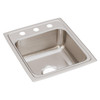 Elkay Lustertone Classic Stainless Steel 17" x 20" x 7-5/8", 3-Hole Single Bowl Drop-in Sink with Quick-clip