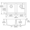 Elkay Quartz Classic 33" x 18-1/2" x 9-1/2" Equal Double Bowl Undermount Sink Greystone