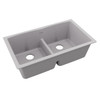 Elkay Quartz Classic 33" x 19" x 10" Equal Double Bowl Undermount Sink with Aqua Divide Greystone