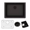 Elkay Quartz Classic 24-5/8" x 18-1/2" x 9-1/2", Single Bowl Undermount Sink Kit, Black