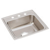 Elkay Lustertone Classic Stainless Steel 19-1/2" x 19" x 7-1/2" 3-Hole Single Bowl Drop-in Sink