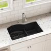Elkay Quartz Classic 33" x 22" x 10", Offset 60/40 Double Bowl Undermount Sink with Aqua Divide, Black