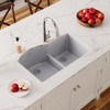 Elkay Quartz Classic 33" x 22" x 10" Offset 60/40 Double Bowl Undermount Sink with Aqua Divide Greystone