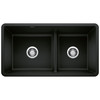 Blanco 442925: Precis Collection Reversible 33" Double Bowl Kitchen Sink with Low Divide - Coal Black