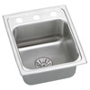 Elkay Lustertone Classic Stainless Steel 15" x 17-1/2" x 6-1/2", 2-Hole Single Bowl Drop-in ADA Sink with Perfect Drain and Quick-clip