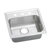 Elkay Lustertone Classic Stainless Steel 19-1/2" x 19" x 6-1/2", MR2-Hole Single Bowl Drop-in ADA Sink with Quick-clip