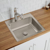 Elkay Lustertone Classic Stainless Steel 22" x 22" x 7-5/8" 3-Hole Single Bowl Drop-in Sink with Quick-clip