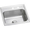 Elkay Lustertone Classic Stainless Steel 19-1/2" x 19" x 7-1/2", MR2-Hole Single Bowl Drop-in Sink with Perfect Drain
