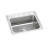 Elkay Lustertone Classic Stainless Steel 25" x 21-1/4" x 7-7/8", 3-Hole Single Bowl Drop-in Sink with Perfect Drain