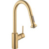Hansgrohe 04310251 Talis S2 High Arc Kitchen Faucet, 2-Spray Pull-Down, 1.5 GPM in Brushed Gold Optic
